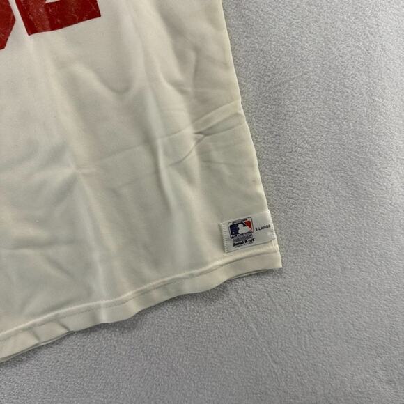Vintage California Angels Jersey Mens XL White Sand Knit Nylon Brown #52 Stained - Picture 3 of 15